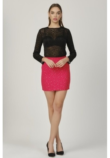 Shahiqa Kadın Parlak Taşlı Mini Etek