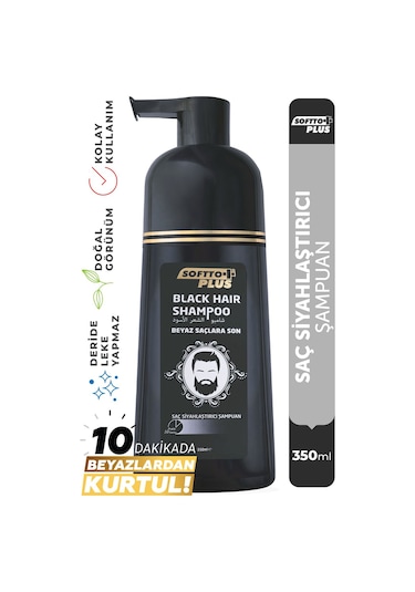 Softto Plus Black Hair Saç Siyahlatıcı Şampuan Pompalı 350 ML