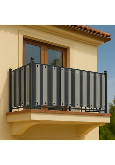 Gencer Home Balkon Perdesi Kuş Gözü Ölçü Seçenekli Koyu Gri-gri Gri