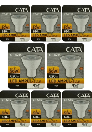 8 Adet Cata 8w 50w 6500k Beyaz Işık Gu10 Duylu Led Spot Ampul