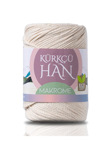 Kürkçü Han Makrome Premium Örgü İpi Ekru 3 MM 200 G 130 M