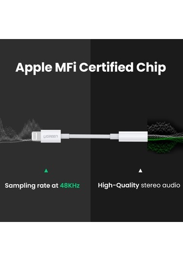 Pazly İos Uyumlu 13 İçin Ugreen 13 12 Mfi Yıldırım 3,5 Mm Ses Adaptör Kablo Kulaklık Dönüştürücü  Mfi Sertifikalı