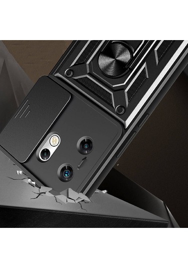 İnfinix Zero 30 4g Kılıf Kamera Koruma Sürgülü Antishock Magnetic Yüzüklü Standlı Kapak