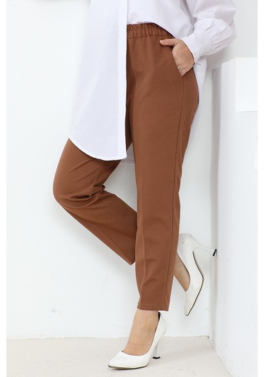 Zülal Beli Lastikli Cepli Pantolon 651 - Taba