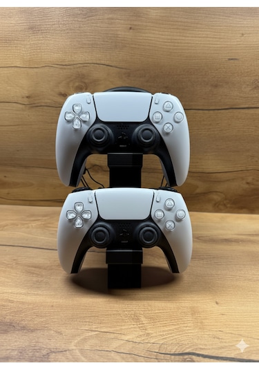 Ps5 Dualsense 2 Li Oyun Kolu Ve Kulaklık Standı 3d Baskı Şık Dikey Tutucu 21.5x18x4 Cm Siyah