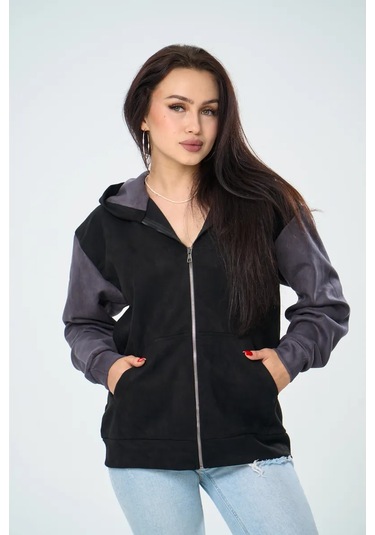Kamila's Oversize Fermuarlı Hoodie İç Kısmı Huk Da Yok 465081499 Siyah