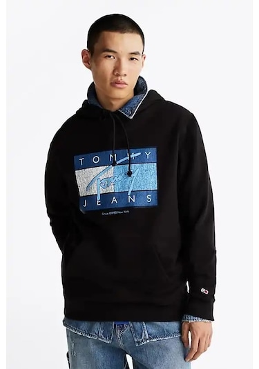 Erkek Kapüşonlu Sweatshirt - Siyah Triple Black