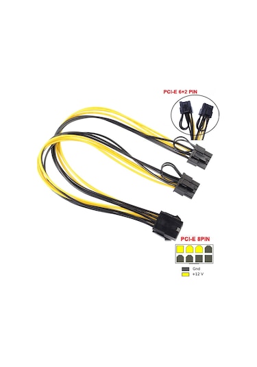 8 Pin 6+2 2 Güç Kaynaği Çoklayici Uzatici 4880A Ekran Karti Pci