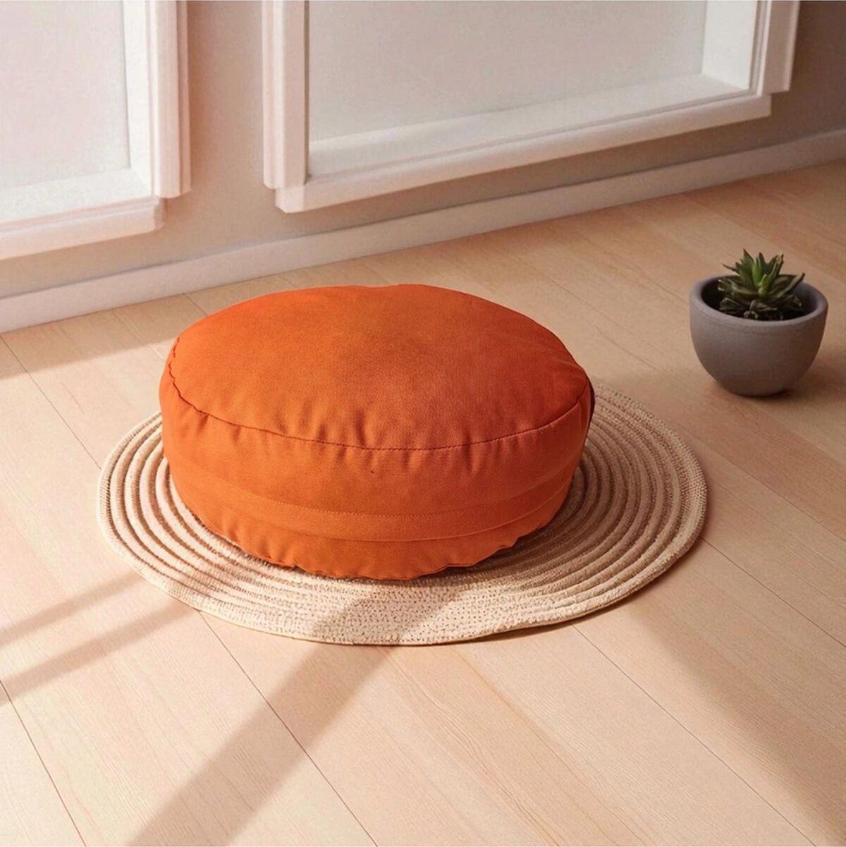 Yuvarlak Meditasyon Minderi Yoga, Pilates, Zemin Ve Dinlenme İçin Rahat Oturma Yastığı Gri