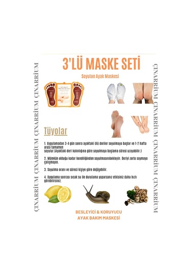 Ayak Peeling Maskesi 3 Lü Soyulma Etkili, Ölü Deri Temizleyici Ve Pürüzsüzleştirici Bakım