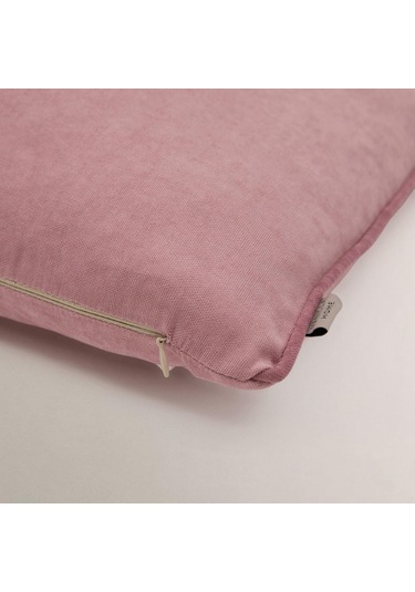 Efe Biye Detaylı Düz Kırlent Kılıfı Pudra