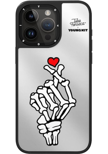 İphone 15 Pro Max Uyumlu Kılıf Tobias Fonseca Tasarımlı Youngkit Mirror Kapak Siyah-beyaz