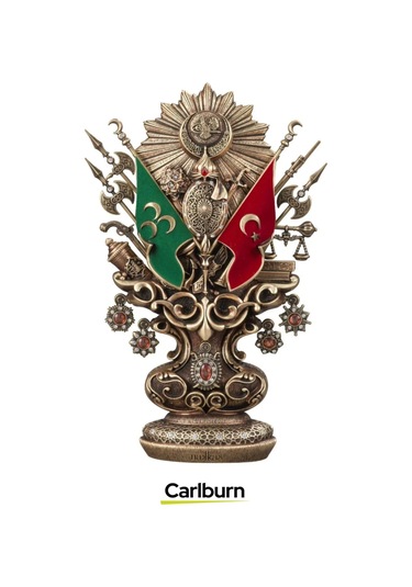 Özel Üretim Antik Sarı Dekoratif Hediyelik Osmanlı Devleti Arması Boytu