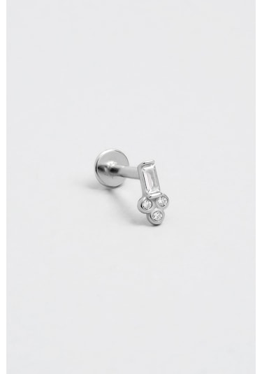 Baget Kesim 18 Ayar Beyaz Altın Kaplama Gümüş Tragus-helix Piercing Beyaz