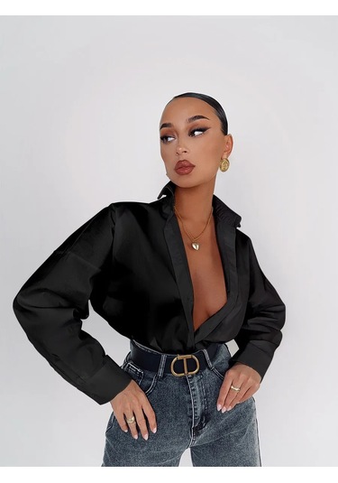 Onnude Oversize Siyah Gömlek 229693674 Siyah