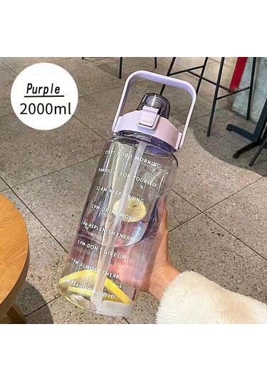 2l Pipetli Su Şişesi Büyük Kapasiteli Spor Su Şişesi Seyahat Spor Spor Purple 2000ml Purple