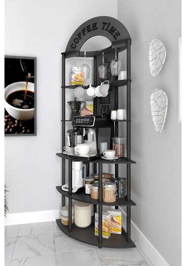 Ristretto Kahve Köşesi Rafı Siyah Siyah