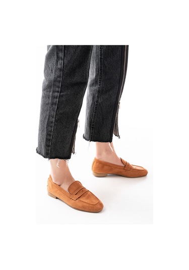 302 Taba Süet Günlük Kadın Babet Beyaz