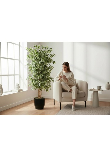 Yapay Ficus Ağaç 150 Cm Siyah Vega Saksı Yeşil