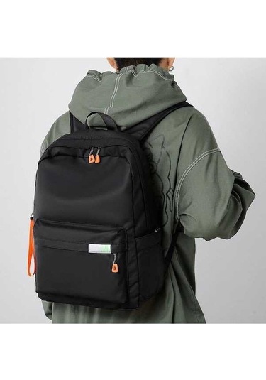 Novahub Erkek Kadın İş Rahat Sırt Çantası Su Geçirmez Oxford Kumaş Kontrast Siyah 31,5x13x42 Siyah