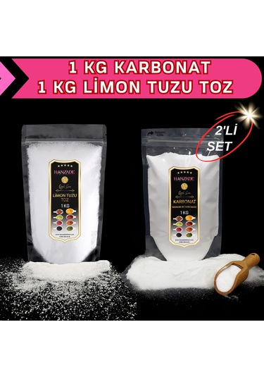 Hanzade Bitkisel Limon Tuzu Toz 1 KG + Karbonat 1 KG