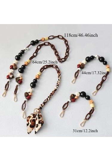 Fochsia 25.2 İnç Akrilik Boncuk Zincir Moda Ahşap Bileklik Çıkarılabilir Askı Aksesuar Çapraz Body Çanta Kayışı Dıy Cüzdan Yapımı