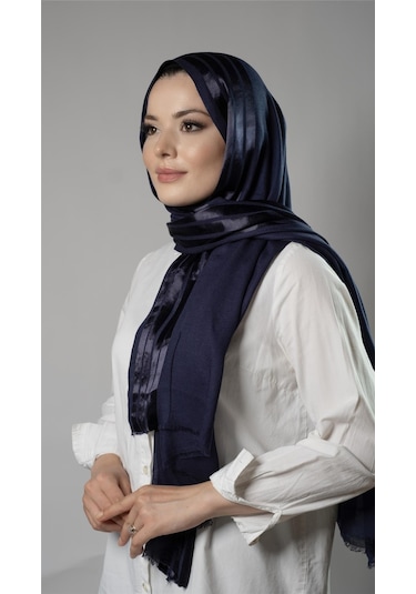 Hürrem Bone Lacivert Şerit Çizgili Şal Viskon Kumaş Bursa Dolama 202109 02 Lacivert