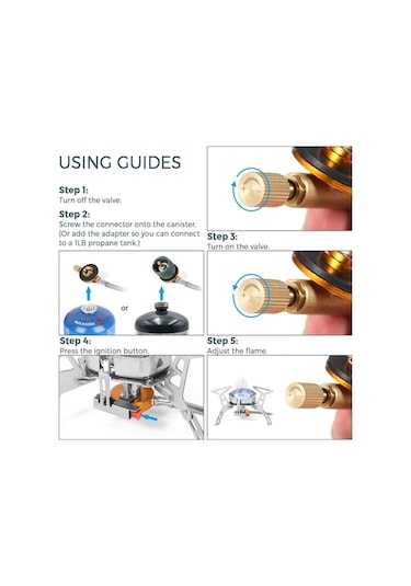 Maoyaya Yürüyüş Yemek Taşınabilir Sobası Sırt Rüzgar Pişirme Piknik Piezo Ocak Kamp Kamp İçin Hava Geçirmez Gaz Çantası Brülörü Ateşlemeli Adaptörlü Açık 3500w Lb Gümüş