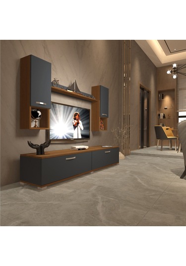 Decoraktiv Eko 5da Mdf Std Tv Ünitesi Tv Sehpası Ceviz - Antrasit