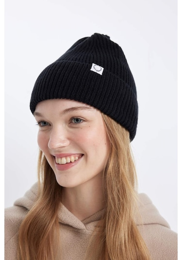 Defacto Kadın Dokuma Etiketli Triko Bere A6327AX24WNBK27 Siyah