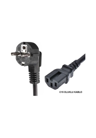 C15 Oluklu Power Kablosu Iec-c15 3x0.75 Güç Kablosu 1.8m