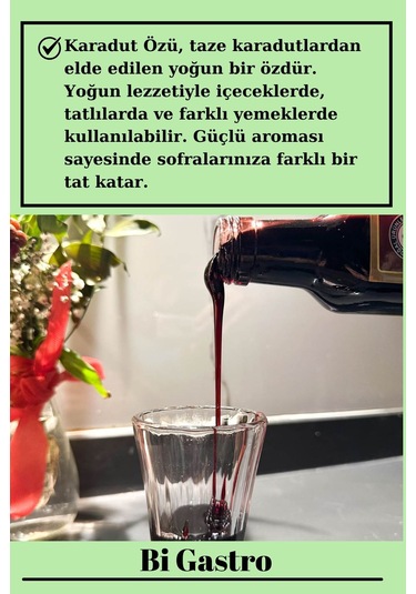 Bi Gastro - Organik Karadut Özü - Karadut Şurubu - Kara Dut Pekmezi - 350 Gr