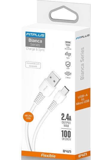 FitPlus Bianca B421 USB - Micro USB Flex Şarj Kablosu 2.4A 1mt