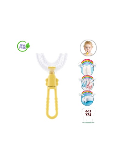 Mas Lord U Tipi Yeni Nesil Diş Fırçası - Sarı - Kelebek Model  6-12 Yaş