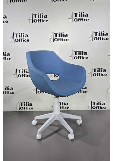 Monaco Çalışma Kesim Çocuk Koltuğu Beyaz Ayak Açık Mavi