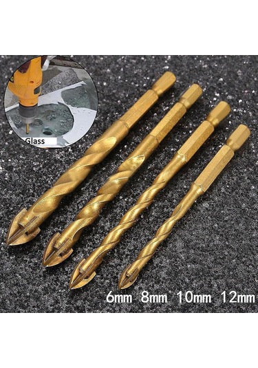 Altıgen Saplı Çapraz Cam Matkap Ucu Dişli Seramik Göz Matkap Ucu Karbür 4'lü