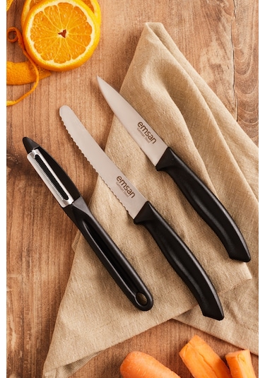 Emsan Nıx 3'lü Soyacaklı Bıçak Seti Siyah