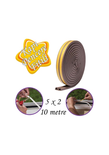 5x2 10 Metre Kapı Pencere Bandı Kahverengi Fitili Yapışkanlı Soğuk Izolasyon Bant