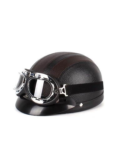 Bsddp A0318 Gözlüklü Pu Kask, Boyut: Bir Boyut Siyah Kahverengi Kahverengi