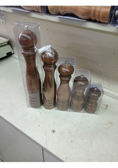 Yerli Üretim Ahşap Tuz-karabiber Değirmeni Kahverengi 25cm