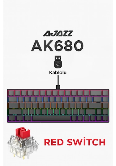 Ak680 Hot-swap Kablolu Mekanik Oyuncu Gaming Klavye - Siyah