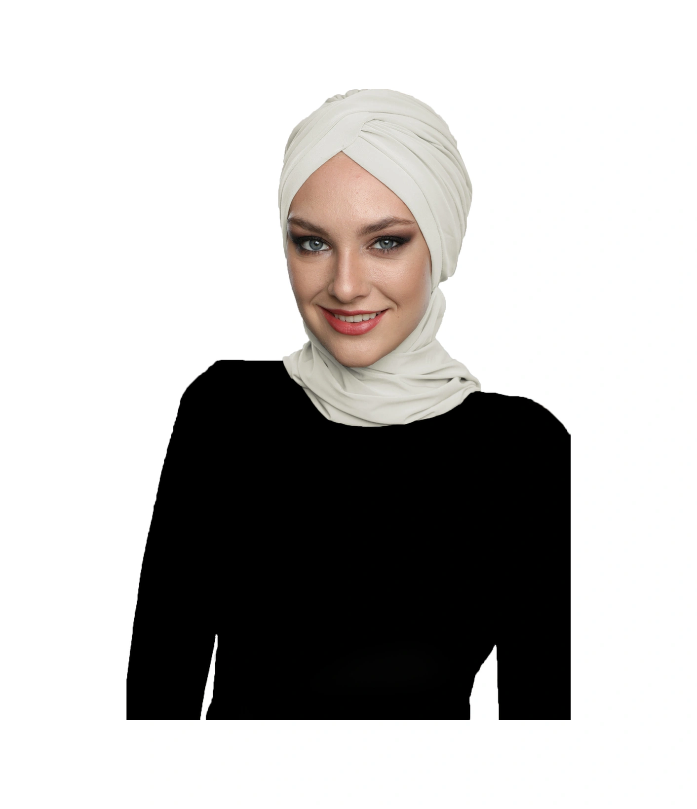 Çapraz W Atkılı Krem Hazır Türban Tesettür Bone Krem
