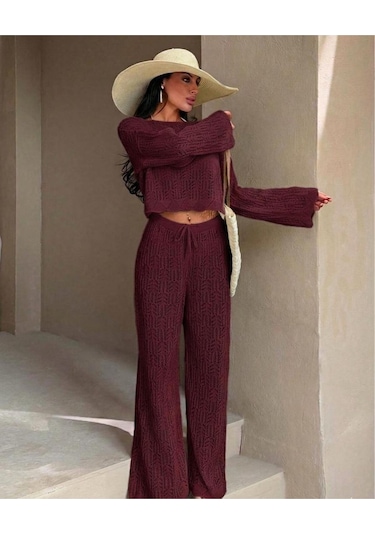 Hidafashion Ajurlu Takım Bordo
