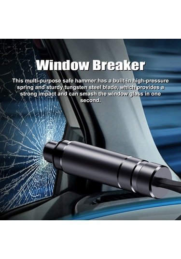 Springsun Acil Durum Çekiçli Cam Kırıcı Ve Emniyet Kemeri Kesici - 2'li Fonksiyonlu Araç Kurtarma Aleti