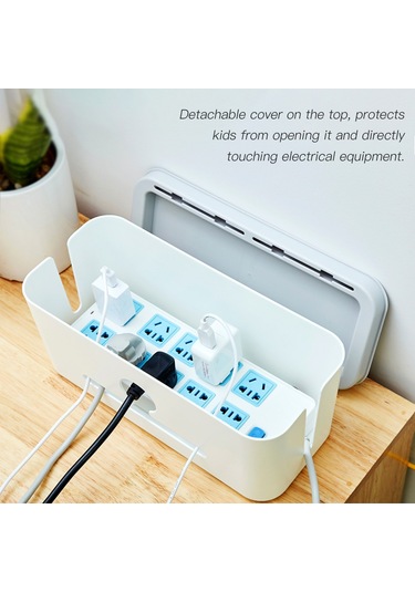 Honmex Plastik Kabloları Düzenleyici Kutusu, Beyaz Kutu Gri Kapak, Kablo Giriş-çıkış Açıklarıyla Tidy Ve Kolay Şarj