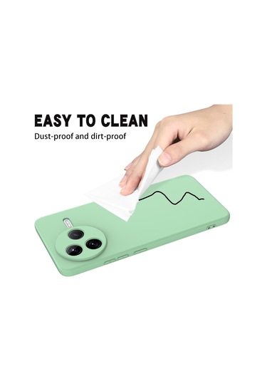 Xiaomi Poco F7 Pro İçin Düz Renk Sıvı Silikon Damlamaz Tam Kapsama Telefon Kılıfı Yeşil