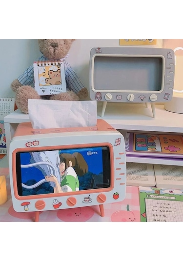 Hiçbir Çıkartma Yeşil-sevimli Plastik Doku Kutusu Ev Çok Fonksiyonlu Kawaii Masaüstü Kutusu Kasa Basit Yaratıcı Peçetelik 46917506