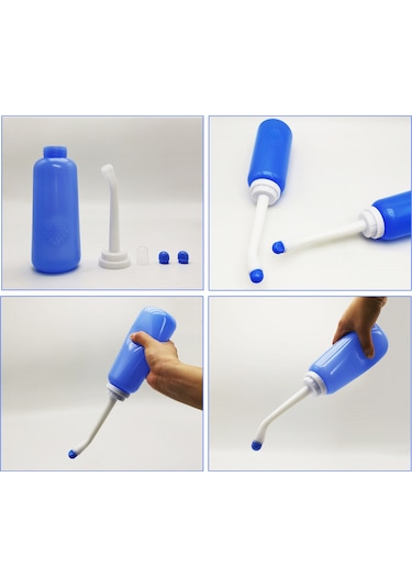 Yuntech01 Mavi 500ml Taşınabilir El Tipi Bidet - 2 Adet Uzun Fön, Seyahat Çantası Ve Toz Kapaklı Hijyen Aleti Mavi