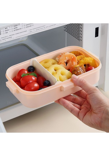 Yeiuyi7 Karikatür Desen İki Bölme Çocuklar İçin Isıtılabilir Öğle Yemeği Kutusu 700ml Açık Mavi