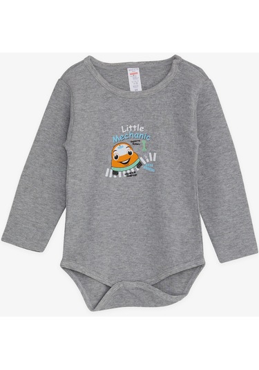 Breeze Erkek Bebek Çıtçıtlı Body Küçük Tamirci 9 Ay-3 Yaş, Koyu Gri Melanj Koyu Gri Melanj